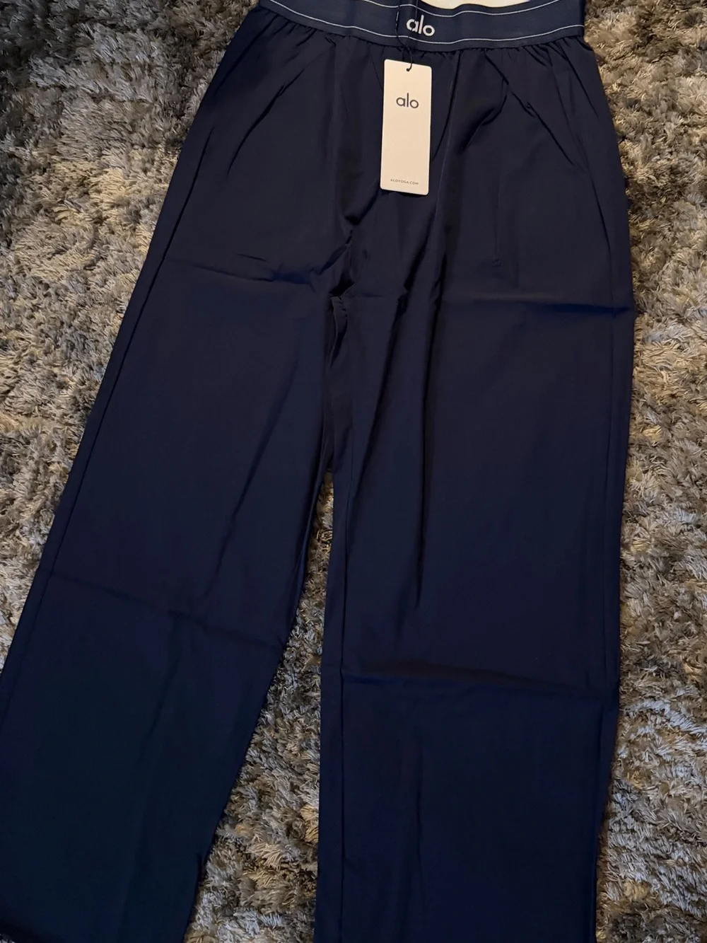 ALO Yoga Wide Leg Trousers in Navy Blue